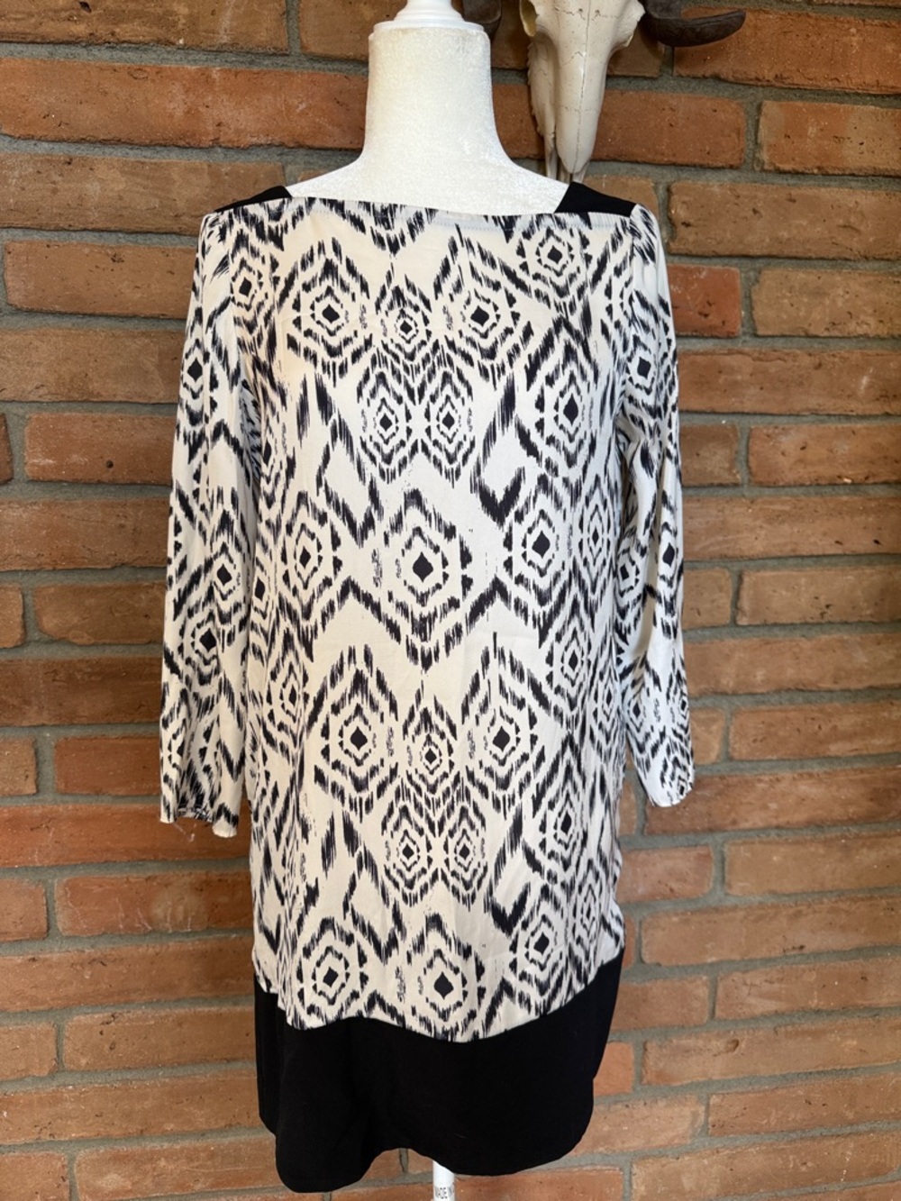 Zara Black & White Patterned tunic dress